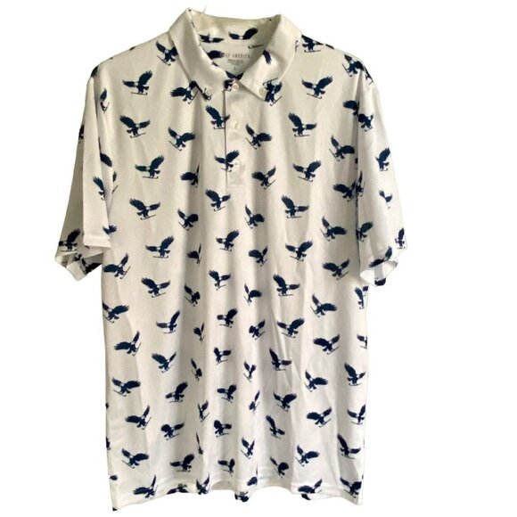 Golf America White Polo with Blue Eagles Golf Clubs Men's Large - Picture 1 of 9